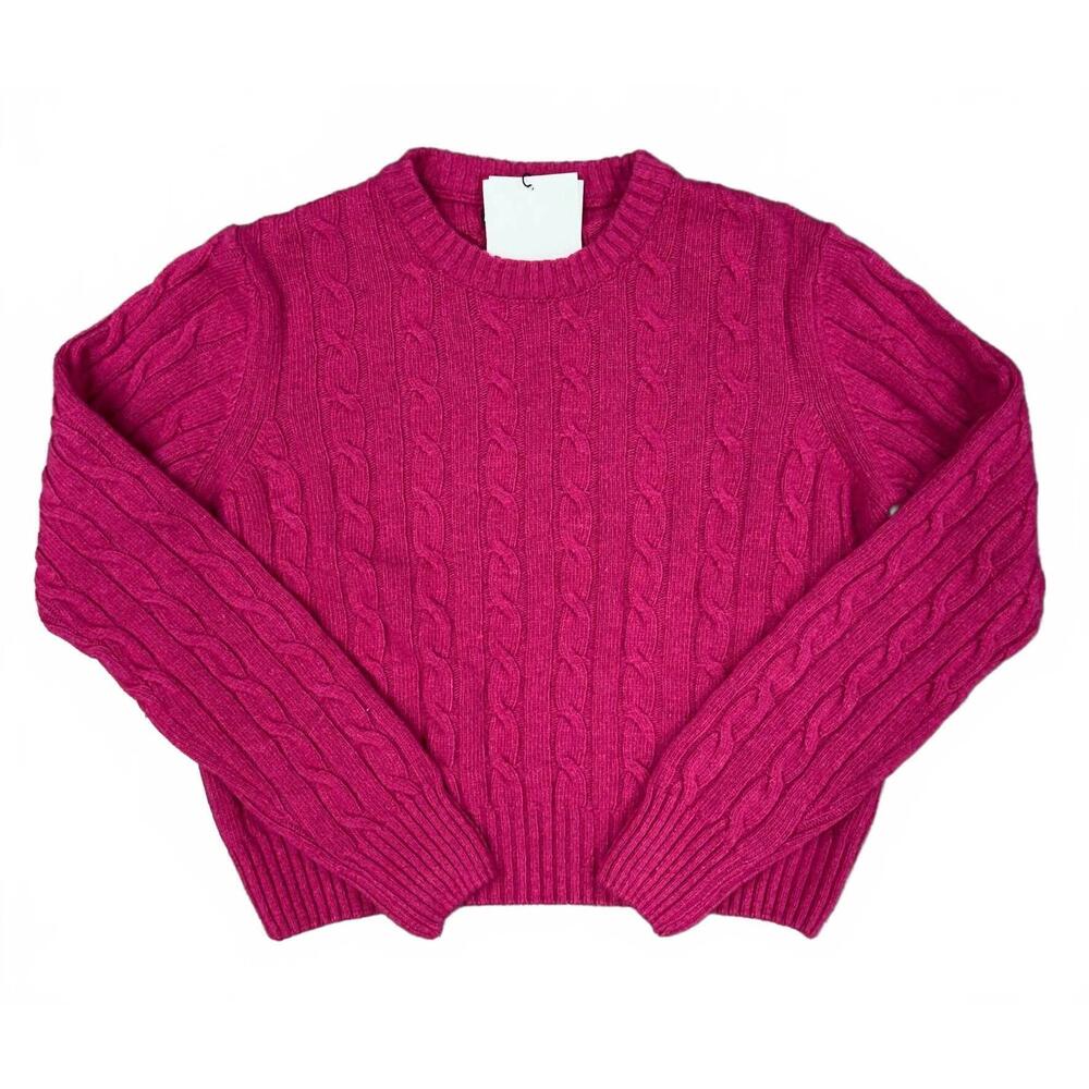 NEW DIXIE women's dalton cable knit sweater in raspberry